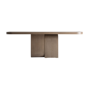 Mesa comedor Stein de estilo contemporáneo, fabricado en madera roble en color marrón.