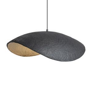 Lámpara de colgar Blake de estilo contemporáneo, fabricado en hierro en color negro, combinado con papel maché en color bronce.