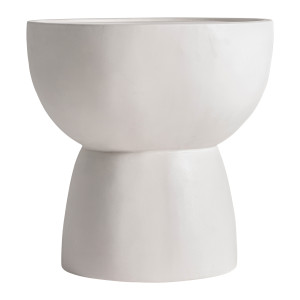 Mesa de centro Naima de estilo contemporáneo, fabricado en hormigón armado en color blanco roto.