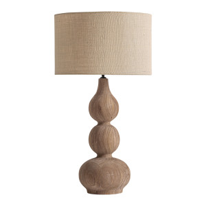 Lámpara de sobremesa Touches de estilo contemporáneo, fabricado en madera de mango en color marrón, combinado con yute en color crema. Producto desmontable.