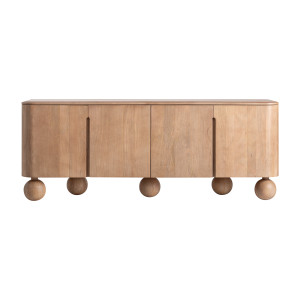 Aparador Bocksberg de estilo contemporáneo, fabricado en madera de mango en color marrón claro. Producto desmontable.