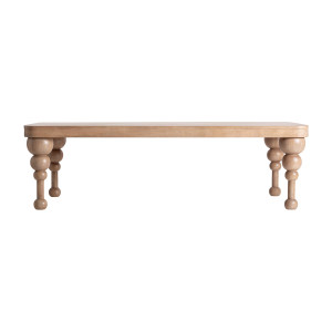 Mesa comedor Bocksberg de estilo contemporáneo, fabricado en madera de mango en color marrón claro. Producto desmontable.
