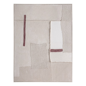 Cuadro Zilia de estilo contemporáneo, fabricado en lienzo en color blanco roto, combinado con madera de pino en color marrón.