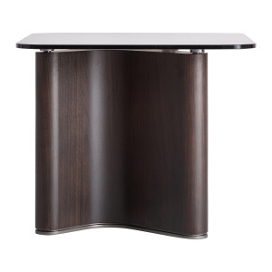 Mesa auxiliar Bransby de estilo contemporáneo, fabricado en madera de fresno en color negro, combinado con cristal en color gris con acabado templado. Producto desmontable.