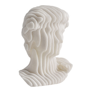 Busto Nicole de estilo contemporáneo, fabricado en resina en color blanco.