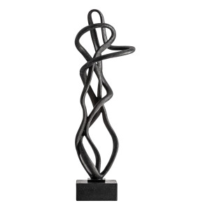 Figura decorativa Yehor de estilo contemporáneo, fabricado en resina en color negro. Producto desmontable.