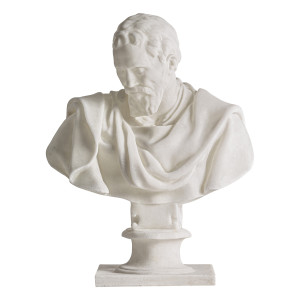 Busto Madge de estilo contemporáneo, fabricado en resina en color blanco.