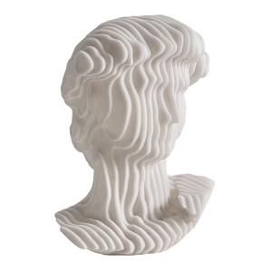 Busto Maya de estilo contemporáneo, fabricado en resina en color gris.