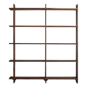 Estante modular Brutalist de estilo contemporáneo, fabricado en madera de sal en color marrón con acabado teñido.