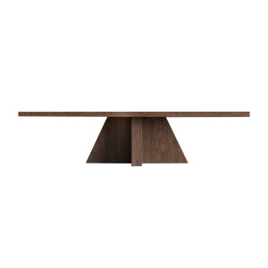 Mesa comedor Brutalist de estilo contemporáneo, fabricado en madera de sal en color marrón con acabado teñido.