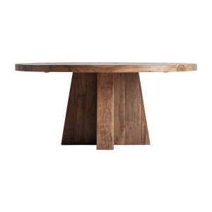 Mesa comedor Brutalist de estilo contemporáneo, fabricado en madera de sal en color marrón con acabado teñido. Producto desmontable.