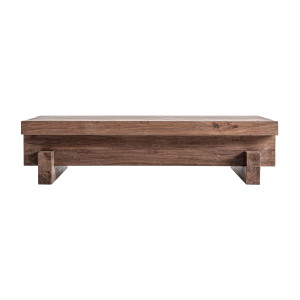 Mesa de centro Brutalist de estilo contemporáneo, fabricado en madera de sal en color marrón con acabado teñido.