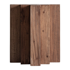 Mesa auxiliar Brutalist de estilo contemporáneo, fabricado en madera de sal en color marrón con acabado teñido.