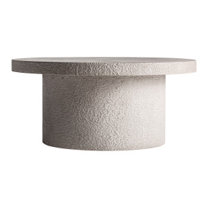 Mesa de centro Banfe de estilo contemporáneo, fabricado en cemento en color blanco roto, combinado con madera dm.