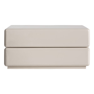 Mesa de centro Whiel de estilo contemporáneo, fabricado en madera dm en color blanco roto en color beige.