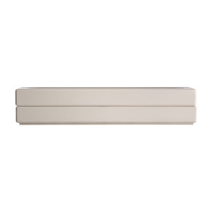 Mesa de centro Whiel de estilo contemporáneo, fabricado en madera dm en color crema, combinado con poliuretano en color beige en color marrón.