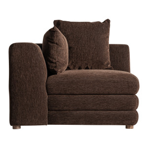 Módulo sofá esquinero Alfter de estilo contemporáneo, fabricado en poliéster en color marrón, combinado con espuma y madera de caucho en color negro. Producto desenfundable. Compatible con: 37238.