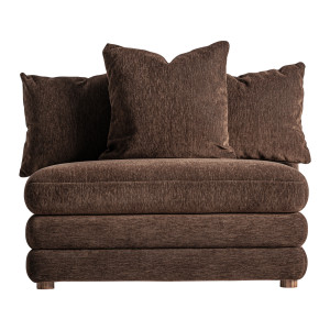 Módulo sofá central Alfter de estilo contemporáneo, fabricado en poliéster en color marrón, combinado con espuma y madera de caucho en color negro. Producto desenfundable.