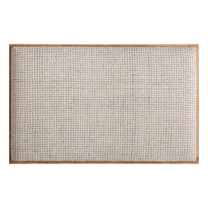 Cabezal Beccles de estilo contemporáneo, fabricado en lana en color beige, combinado con madera de mango en color marrón y espuma.