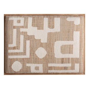 Cabezal Refford de estilo nórdico, fabricado en yute en color tonos neutros, combinado con algodón y madera de mango en color marrón.