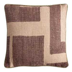 Cojín Amun de estilo clásico, fabricado en yute en color beige, combinado con fibra natural en color marrón. Producto desenfundable.
