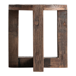 Mesa auxiliar Losse de estilo clásico, fabricado en madera recuperada en color marrón.
