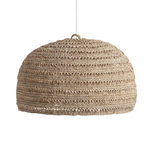 Lámpara de colgar Deffe de estilo boho, fabricado en fibra natural en color marrón.