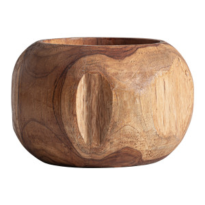 Jarrón Humble de estilo étnico, fabricado en madera de teka en color marrón.