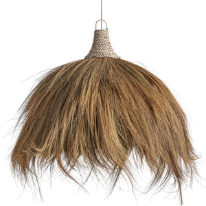 Lámpara de colgar Bayle de estilo boho, fabricado en fibra natural en color marrón. Producto plegable.