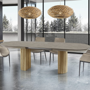 IRATI -MESA COMEDOR- PIEDRA/MADERA