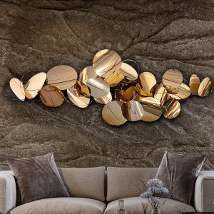 SERENITY-ESCULTURA PARED ACERO ORO ROSA