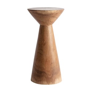 Mesa auxiliar terlano de estilo étnico, fabricado en madera suar en color marrón.