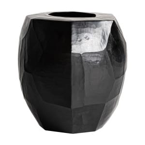 Jarrón galeo de estilo contemporáneo, fabricado en cerámica en color negro.