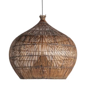 Lámpara de colgar Koba de estilo boho, fabricado en bambú en color marrón.
