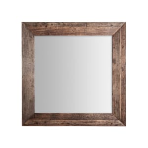 Espejo skorup de estilo colonial, fabricado en madera recuperada en color marrón con acabado envejecido, combinado con espejo.