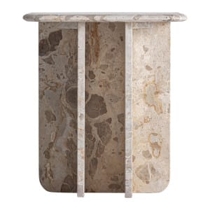 Mesa auxiliar Swalmen de estilo art deco, fabricado en mármol en color beige.