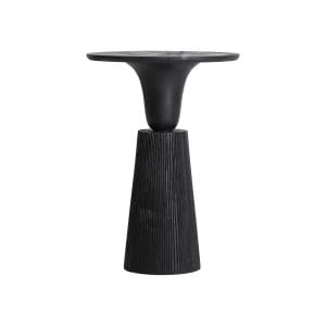 Mesa auxiliar Gruteau de estilo contemporáneo, fabricado en madera de mango en color negro.
