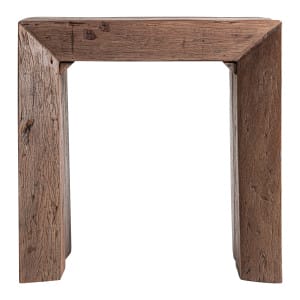 Mesa de centro Keiem de estilo rústico, fabricado en madera recuperada en color marrón con acabado envejecido.