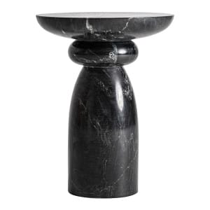 Mesa auxiliar Bleasby de estilo contemporáneo, fabricado en mármol en color negro.