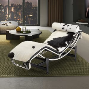 LECO- CHAISE LONGUE - PIEL VACA BCO.NEGR