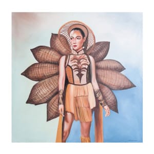 Lienzo Olivia de estilo contemporáneo, fabricado en lienzo en color multicolor con acabado artesanal.