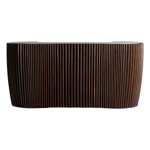 Barra de bar Hirson de estilo contemporáneo, fabricado en madera de acacia en color marrón, combinado con mármol en color blanco con acabado veteado. Producto desmontable.