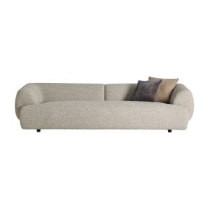 Sofá Izernore de estilo contemporáneo, fabricado en poliéster en color beige, combinado con madera de alerce y espuma. Producto desenfundable.