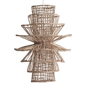 Lámpara de colgar Valiena de estilo boho, fabricado en fibra natural en color marrón claro.