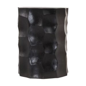 Taburete Lesoto de estilo contemporáneo, fabricado en madera suar en color negro con acabado mate en color natural.