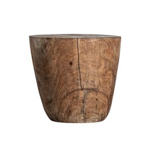Mesa auxiliar Chitsa de estilo étnico, fabricado en madera tropical en color marrón con acabado envejecido.