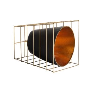 Lámpara de sobremesa rectangular lucerna de estilo art deco, fabricado en hierro en color negro en color oro.