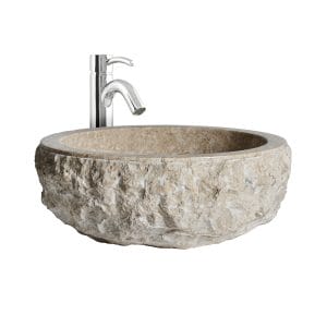 Lavabo Jova de estilo colonial, fabricado en mármol en color gris.