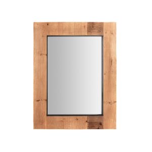 Espejo rectangular gien de estilo industrial, fabricado en madera de abeto en color marrón, combinado con espejo y madera dm.