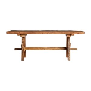 Banco badai, en color natural envejecido, de estilo étnico. Fabricado en madera de mango reciclada. Producto desmontable.